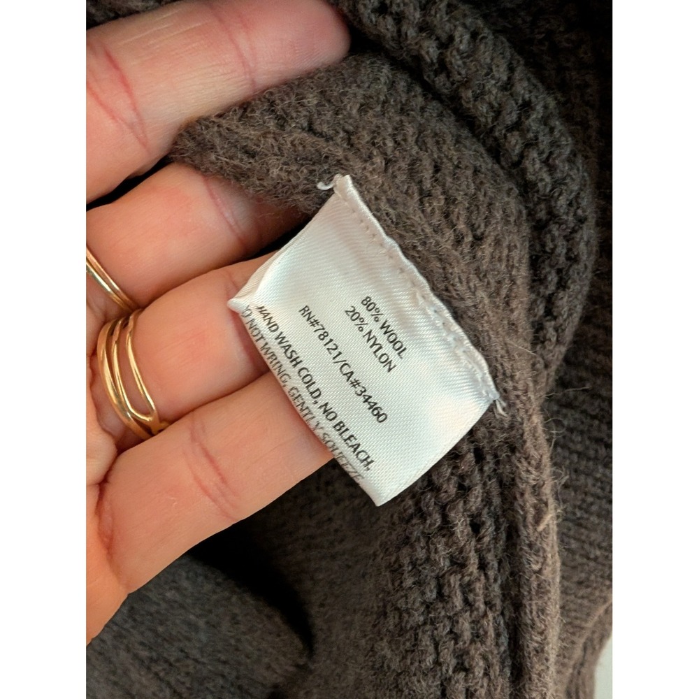 Eileen Fisher Wool Blend Italian Yarn Ribbed Boat Neck Sweater Brown Large - Picture 5 of 7